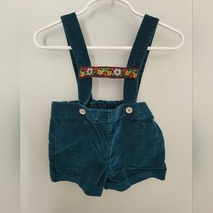 IMP Vintage Green Shorts Romper Overall Embroidered Toddler 2T Velvet St Patty's